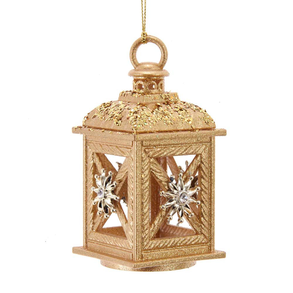 Kurt Adler 4.25 in Lantern With Gold Laser Glitter Ornament