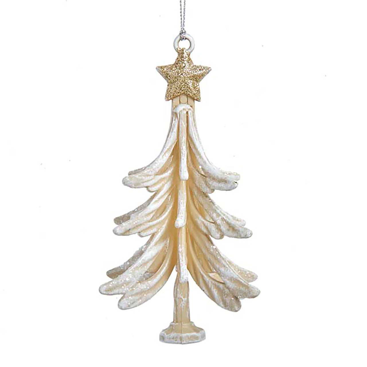 Kurt S Adler 5.5 in Ivory Glittered Tree Ornament