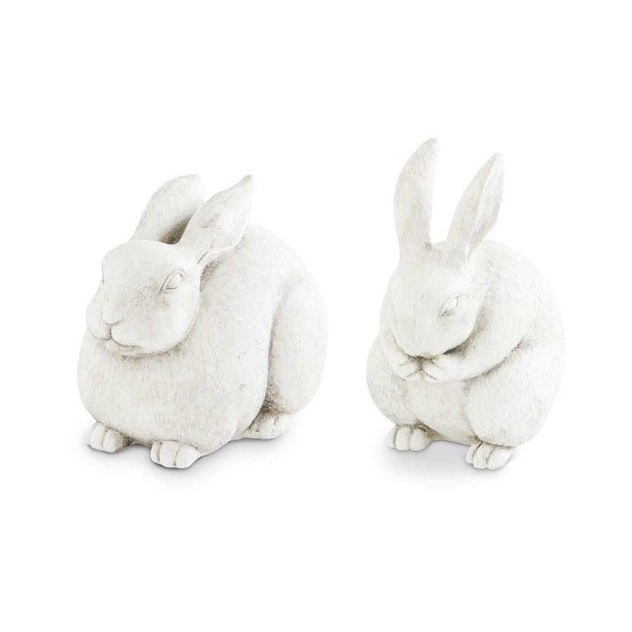 K&K White Resin Rabbits (Set of 2)