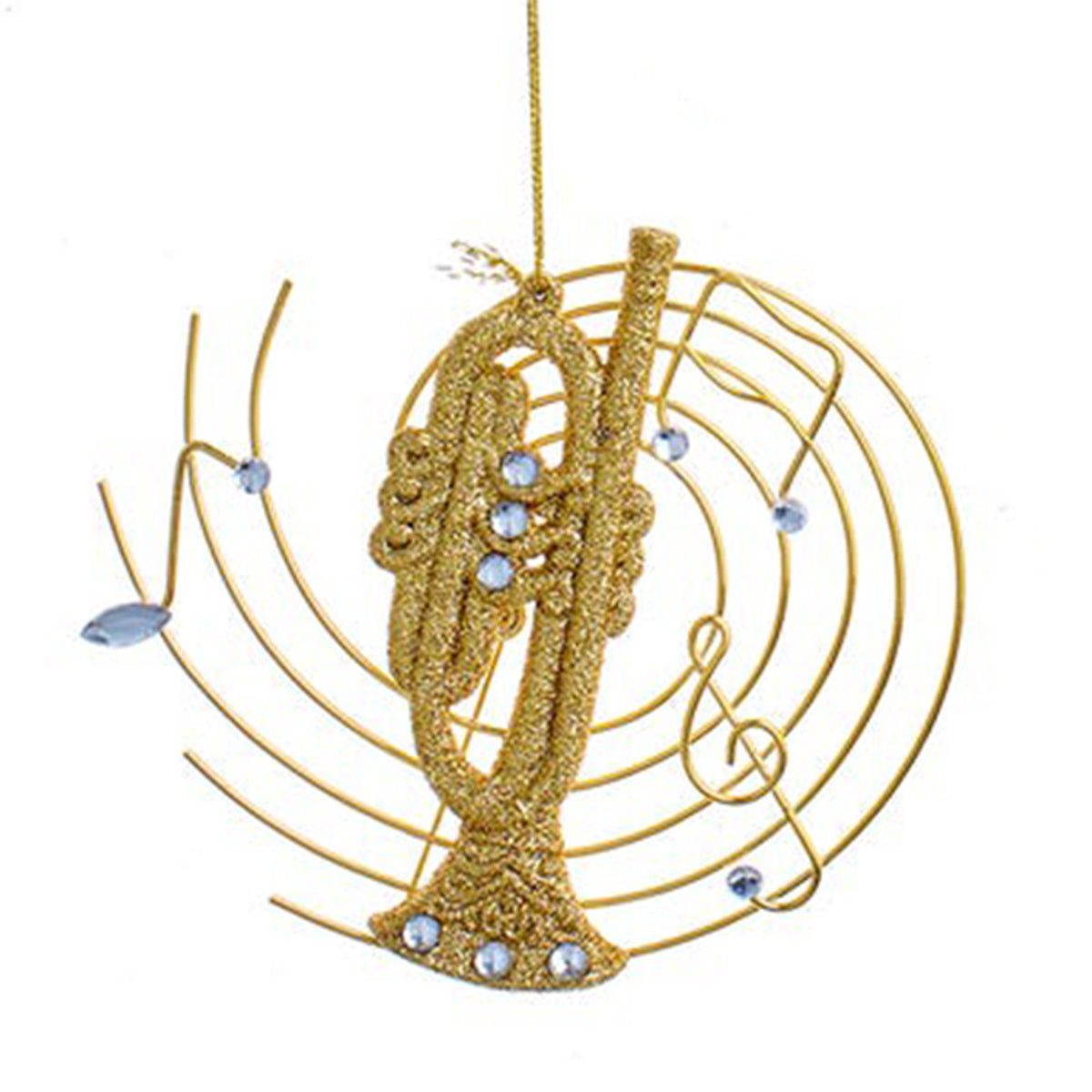 Kurt Adler 5" Gold Glittered Trumpet