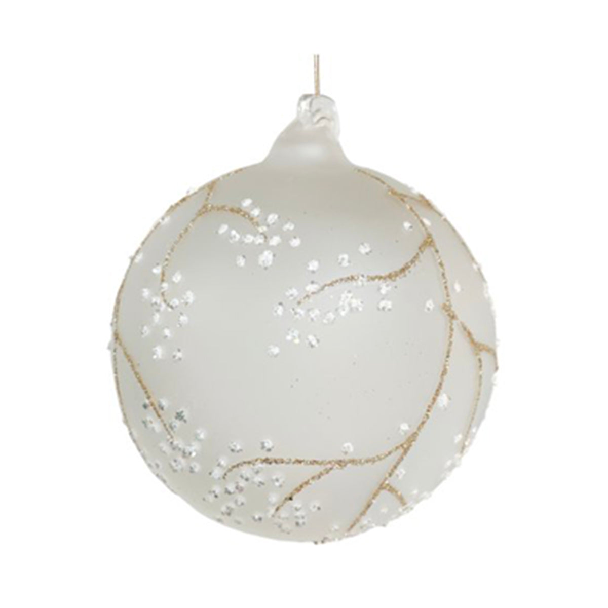 ShiShi Glass Ball Transparent Mat W/White Glitter Deco 12Cm