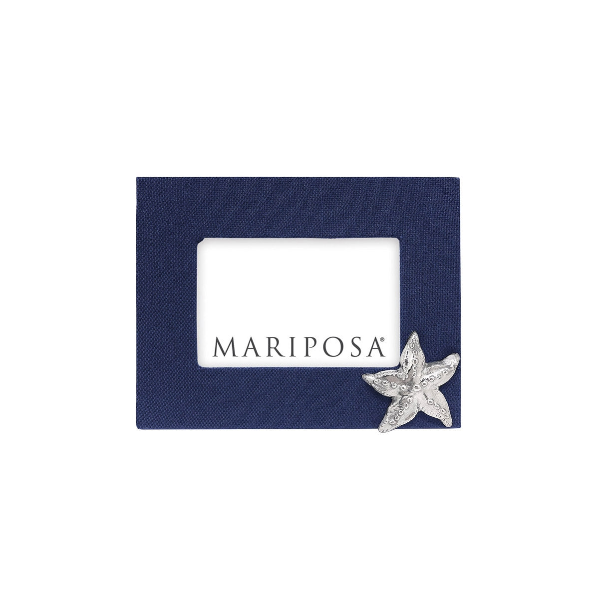 An image of Mariposa Navy Blue Linen with Starfish Icon 4x6 Frame