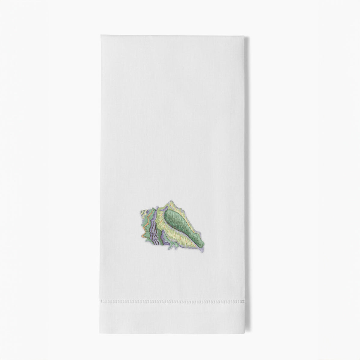 An image of Henry Handwork Shell Conch Teal Hand Towel