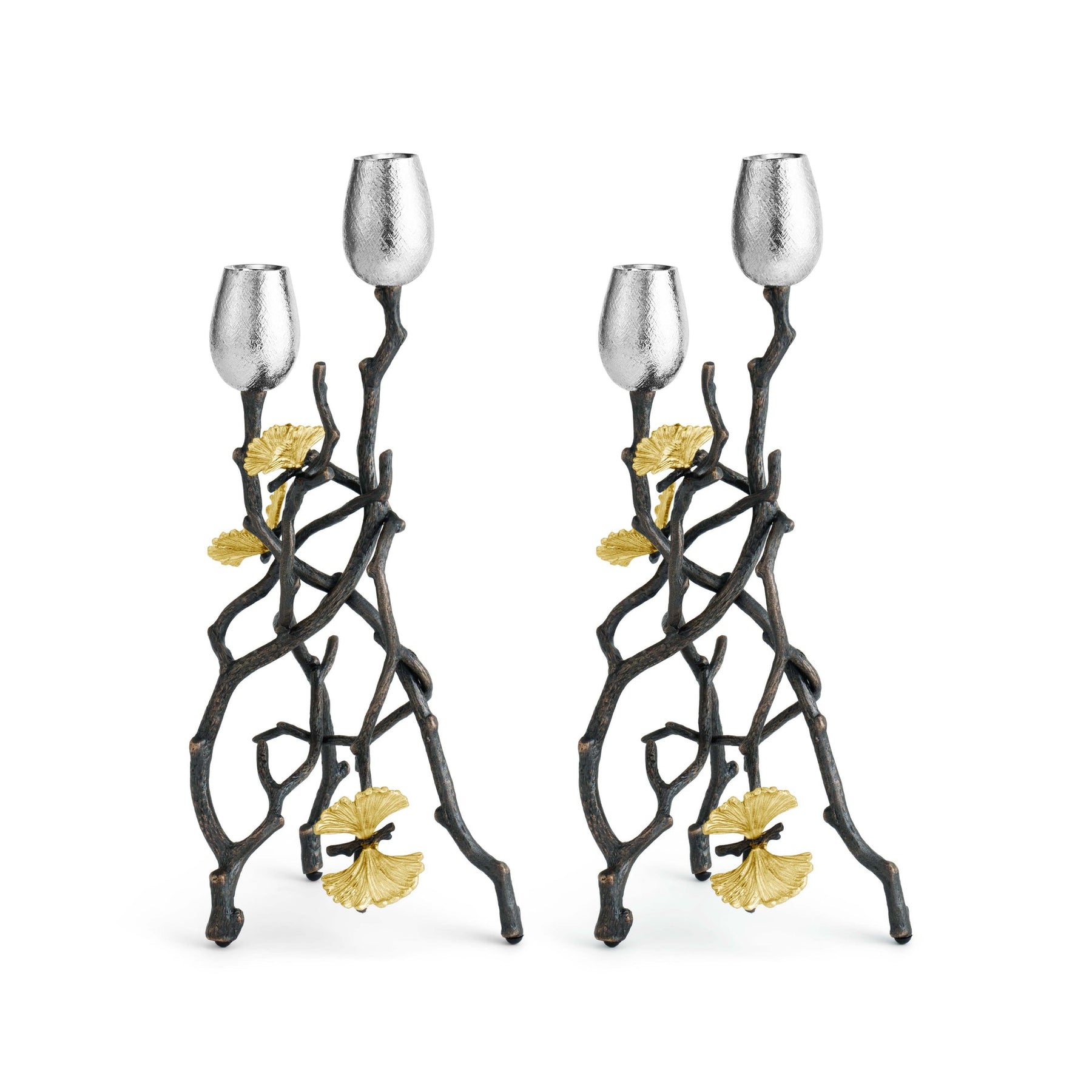 An image of Michael Aram Butterfly Ginkgo Tall Candlerholder Set of 2