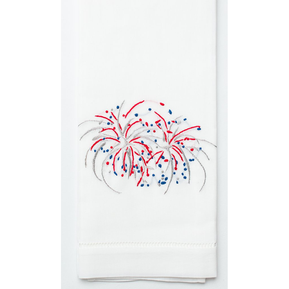 Henry Handwork Happy 4th Fireworks Cotton Guest Towel