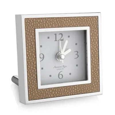 Addison Ross Shagreen Sand Square Alarm Clock