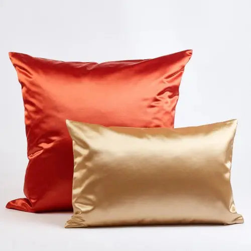 Ann Gish Duchess Satin Pillow bittersweet square and ecru lumbar pillow