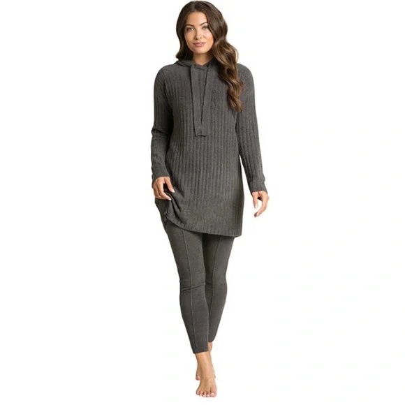 An image of Barefoot Dreams CozyChic Lite Women's Hooded Rib Tunic
