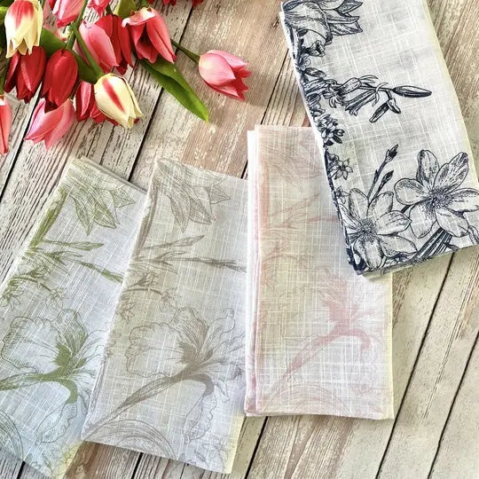 Bodrum Spring Garden Napkin Collection in Willow Navy and Rose