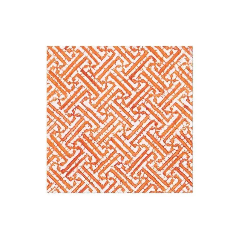 Caspari Fretwork Cocktail Napkin in Orange