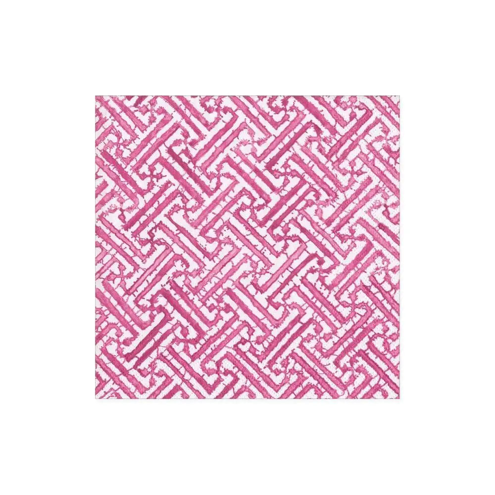 Caspari Fretwork Cocktail Napkin in Fuchsia