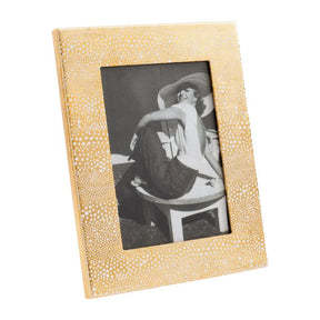 Caspari Pebble Lacquer four by seven Picture Frame with a woman in the photo