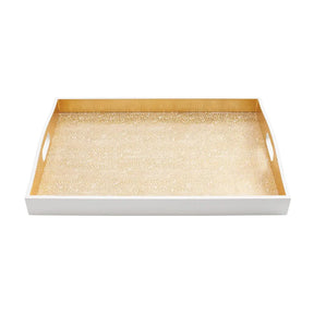 Caspari Pebble Lacquer Large Rectangular Tray in White Gold