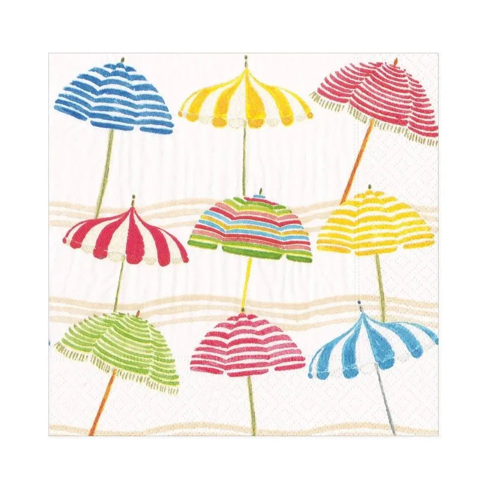 Caspari Beach Umbrellas Cocktail Napkin