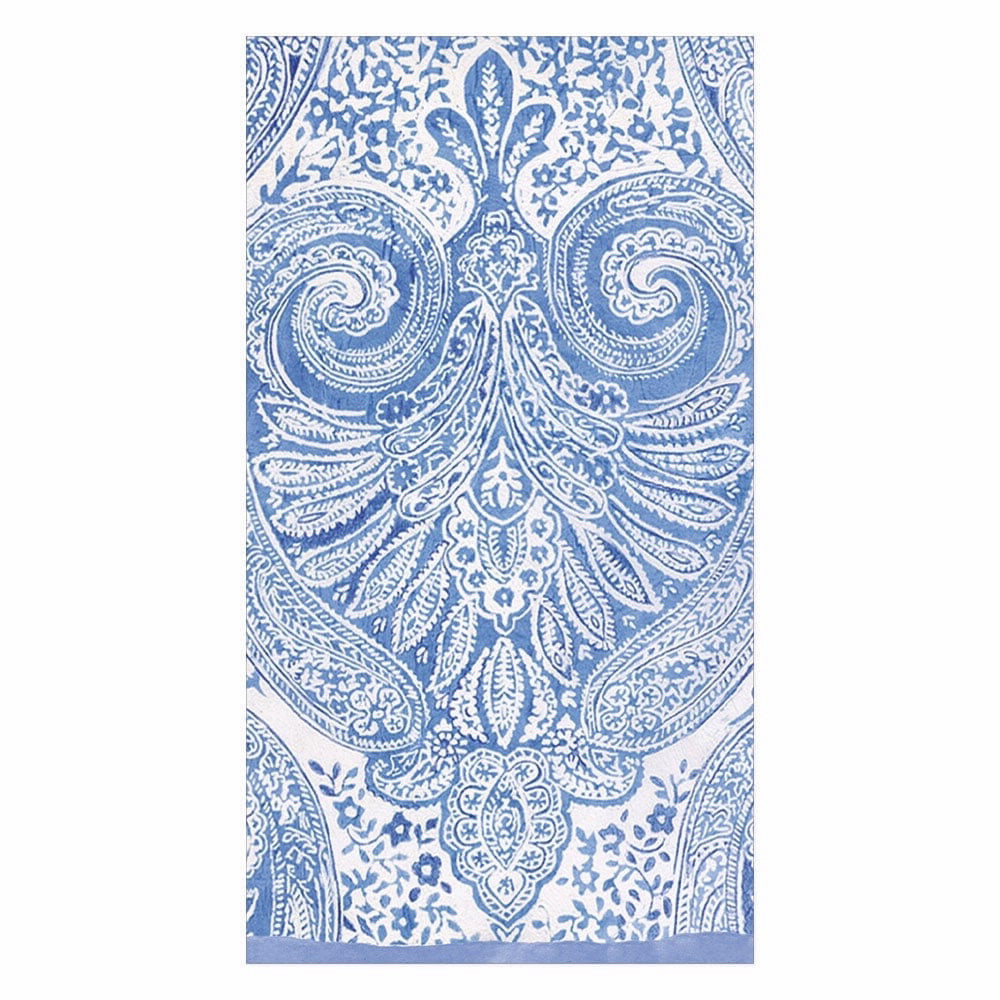 Caspari Paisley Medallion Blue Guest Towels