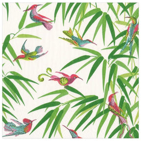 Caspari Birds in Paradise Dinner Napkins White