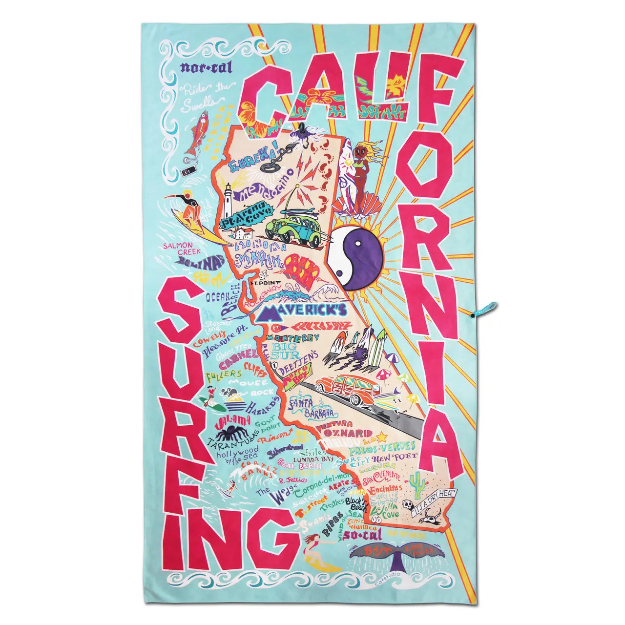 Catstudio California Surfing Beach and Travel Towel