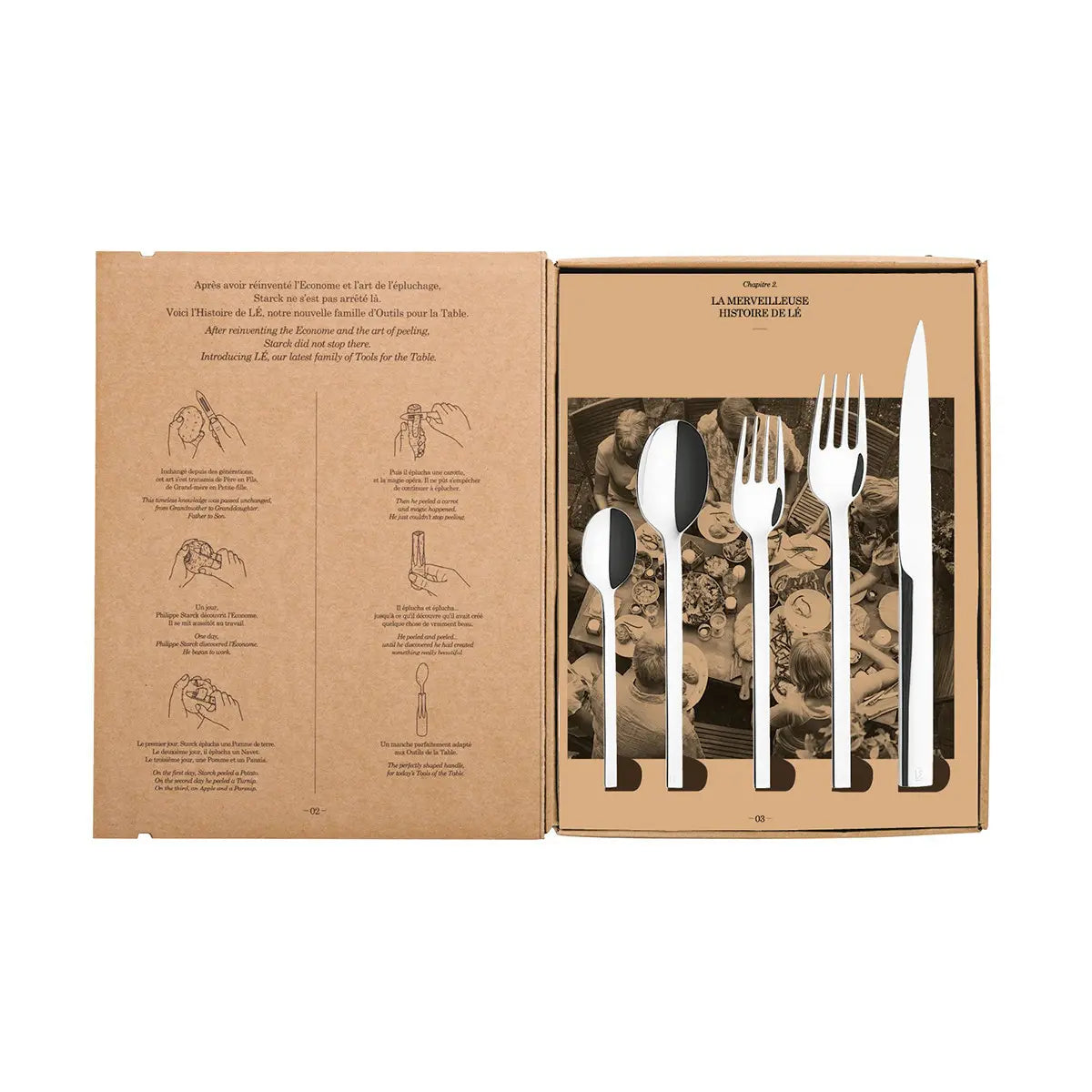 Degrenne L'E By Starck Flatware 5 piece Set packaging