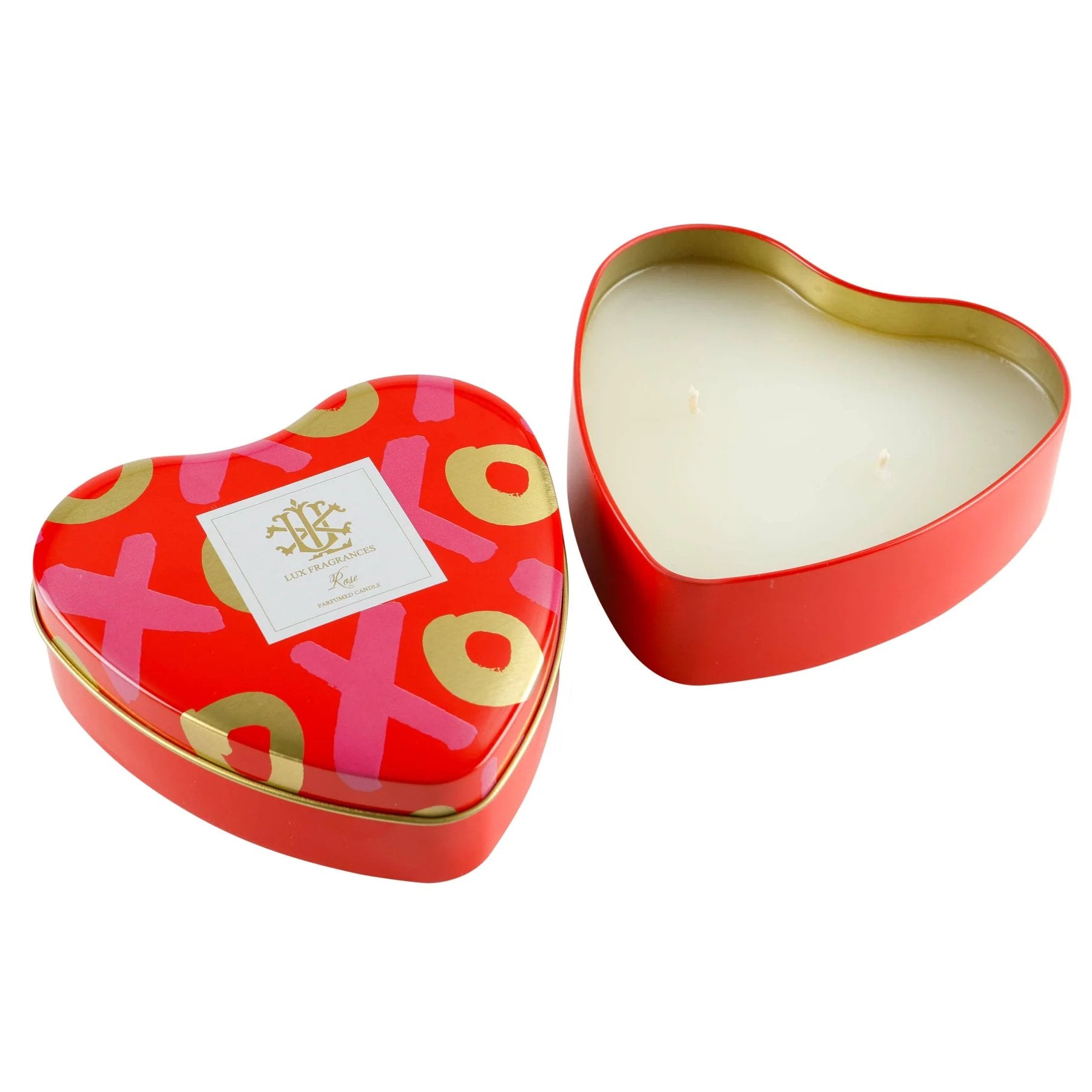 An image of Lux Fragrances Rose Heart Tin Candle