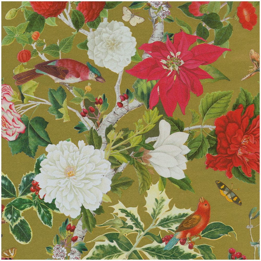 An image of Caspari Christmas Chinoiserie Gold Gift Wrap