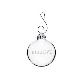 Simon Pearce Engraved "Believe" Round Ornament