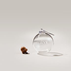 Simon Pearce Engraved "Believe" Round Ornament