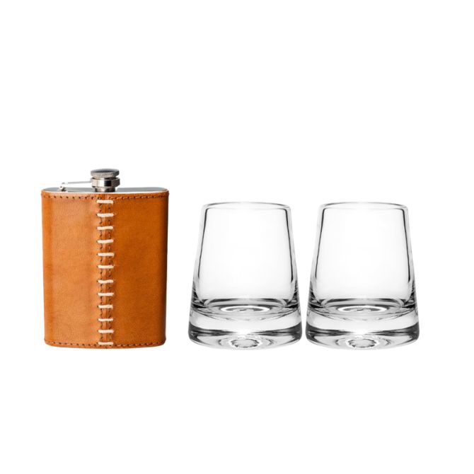 Simon Pearce Glass & Flask Set