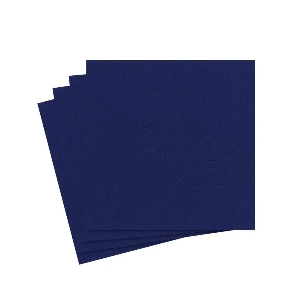 Caspari Paper Linen Solid Cocktail Napkins Navy Blue