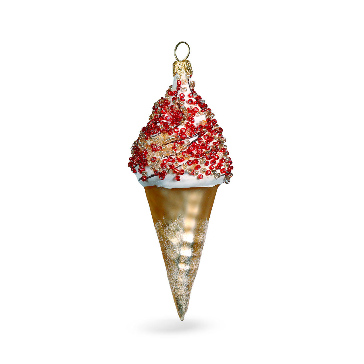 An image of Winter Street Ice Cream Cone w Red Sprinkles Ornament