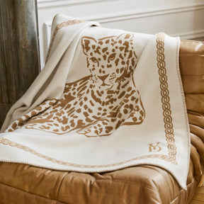 Yves Delorme Leopard Camel Throw