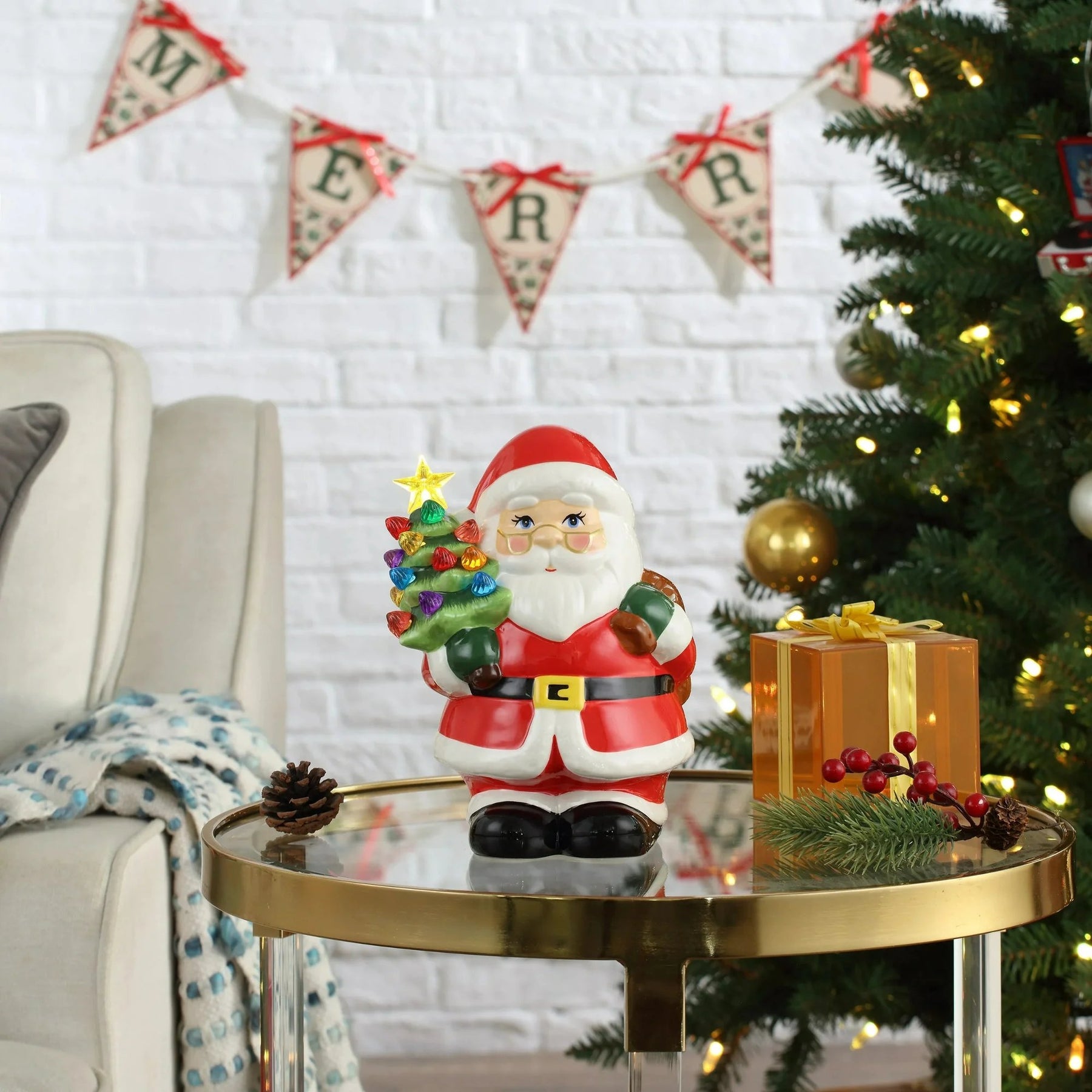 An image of Mr. Christmas Nostalgic Ceramic Santa Figure