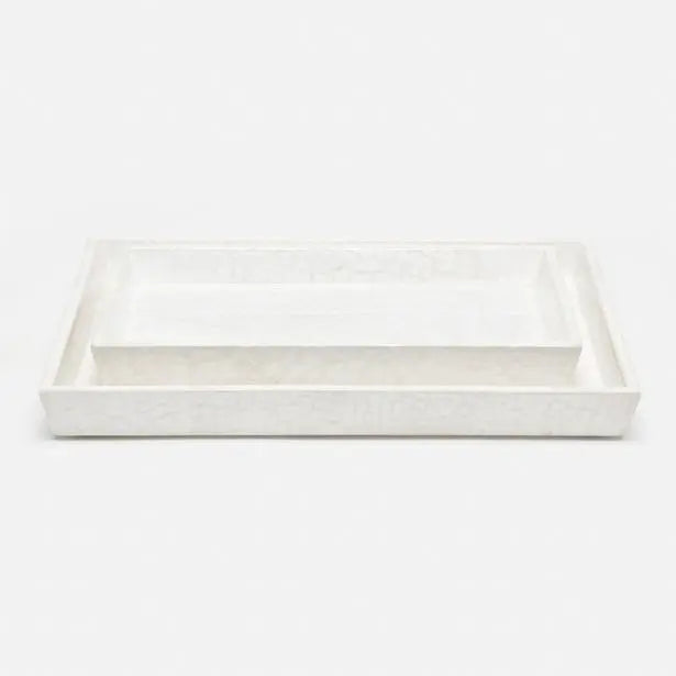 Pigeon and Poodle Callas Rectangular Tray Set of 2 in White