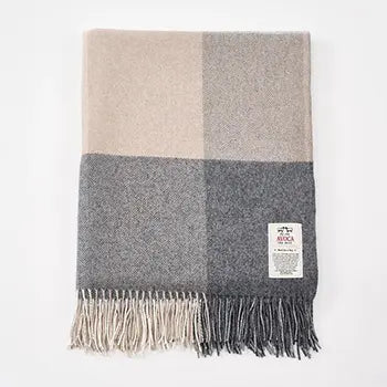 Avoca Rome Cashmere Blend Throw in Beige and Grey