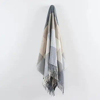 Avoca Rome Cashmere Blend Throw in Beige and Grey