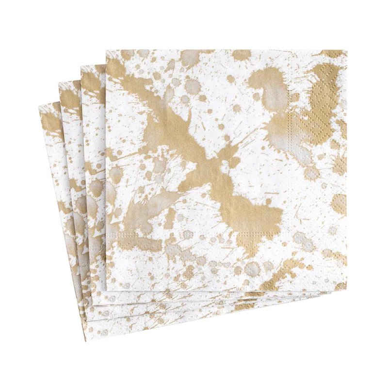 Caspari Gold Splatterware Cocktail Napkins