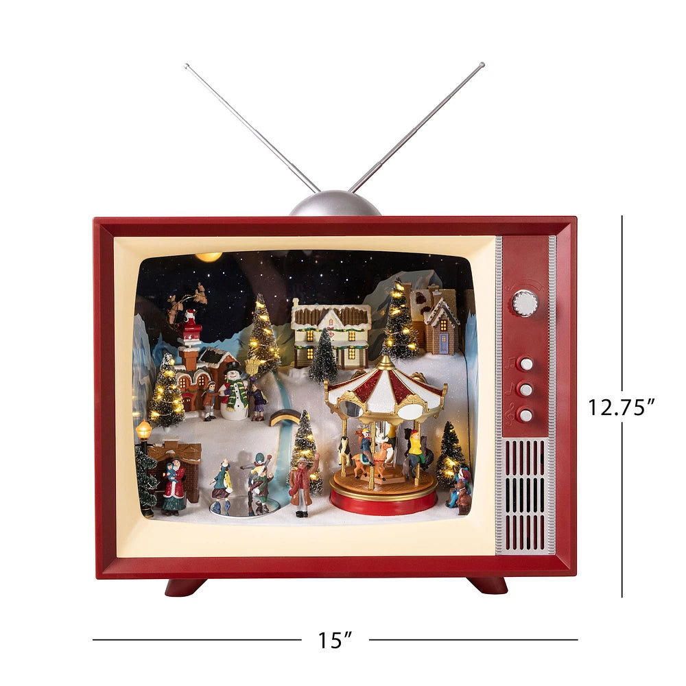 An image of Mr. Christmas 15" Animated Musical Vintage TV