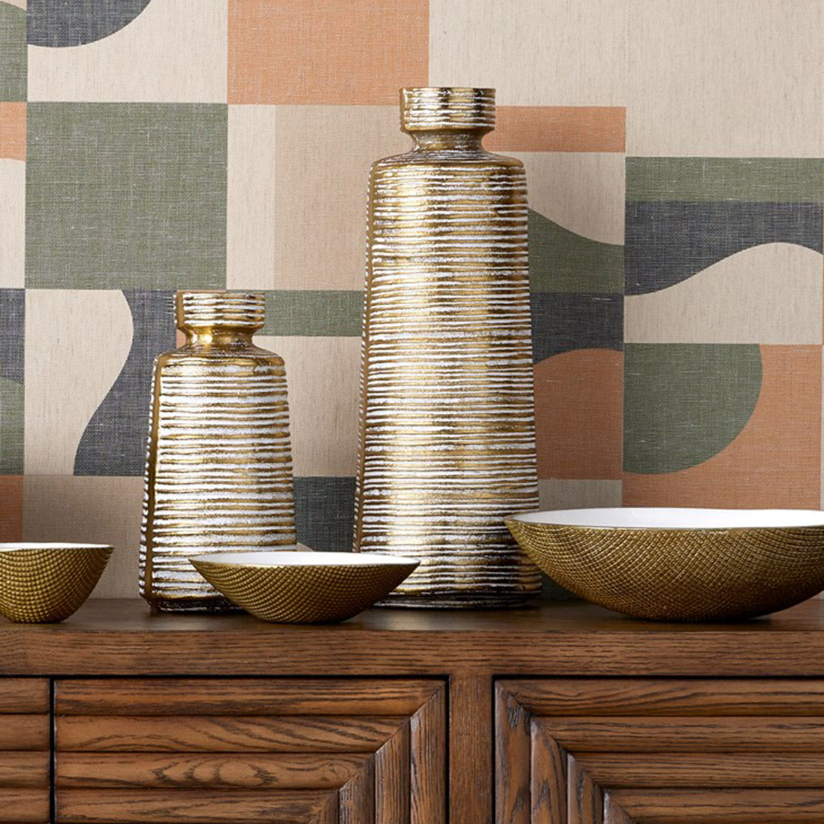 An image of Currey & Company Kenna White Vase - Set of 2