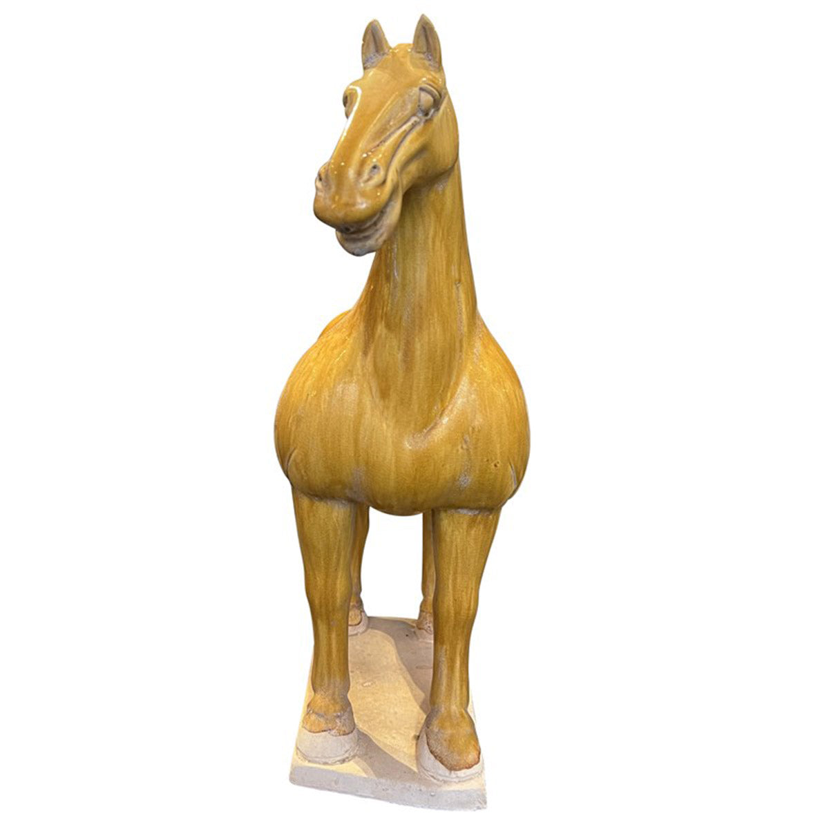 An image of Currey & Company Tang Dynasty Medium Persimmon Horse