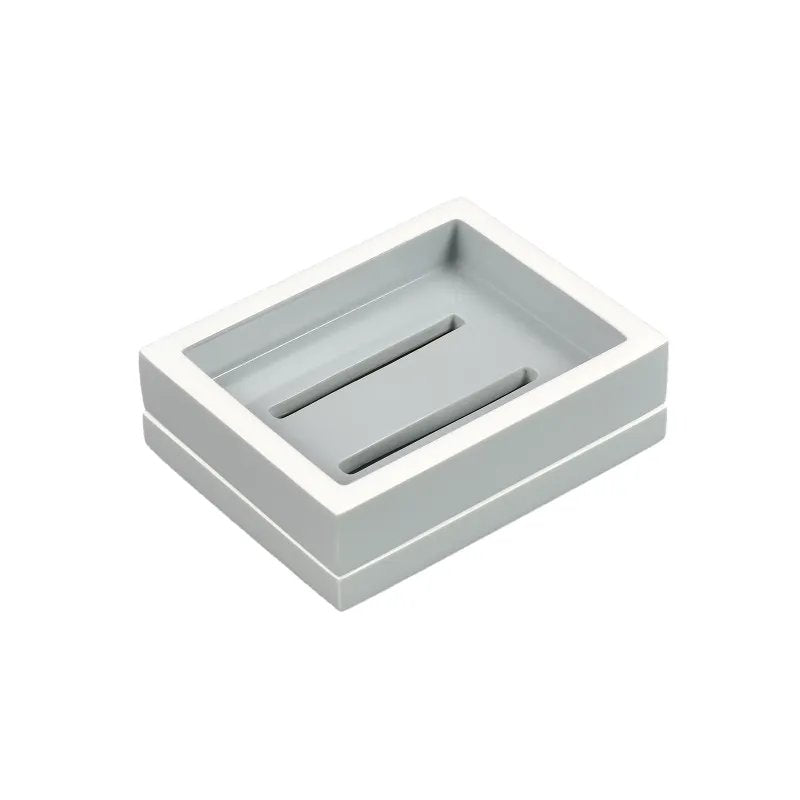An image of Pacific Connections Cool Grey & White Soap Dish