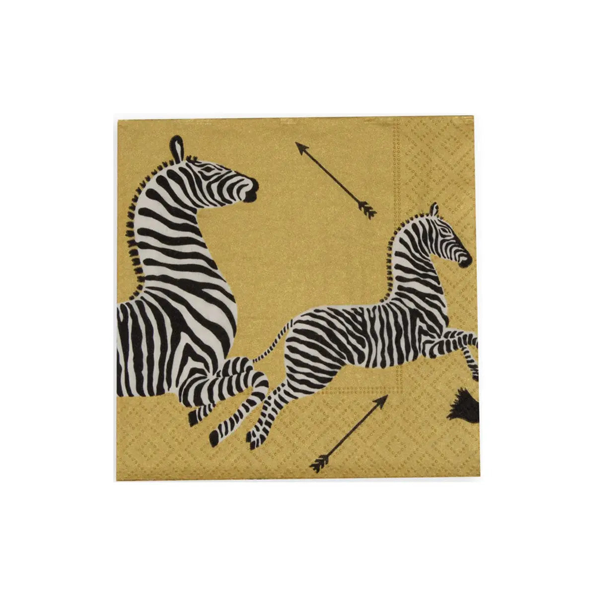 Caspari Zebras Cocktail Napkins in Gold