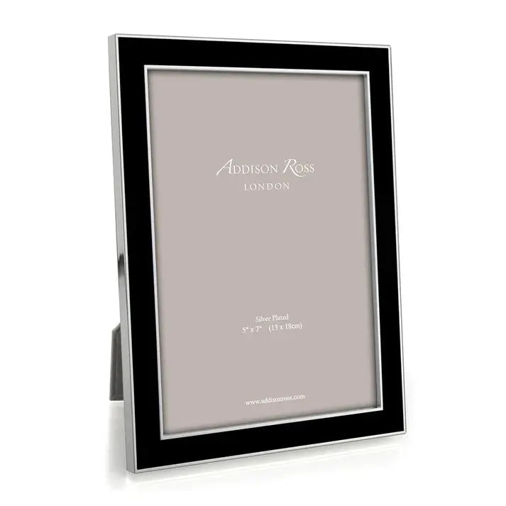 Addison Ross Enamel with Silver Frame in Black