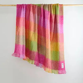 Avoca Lotus Mohair Throw in Pink and Yellow
