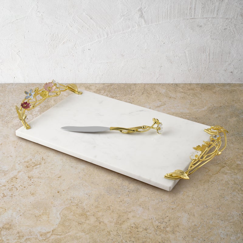 An image of Michael Aram Wildflowers - Cheese Board with Knife