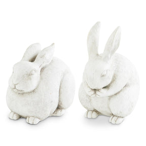 K & K White Resin Rabbits - Set of 2