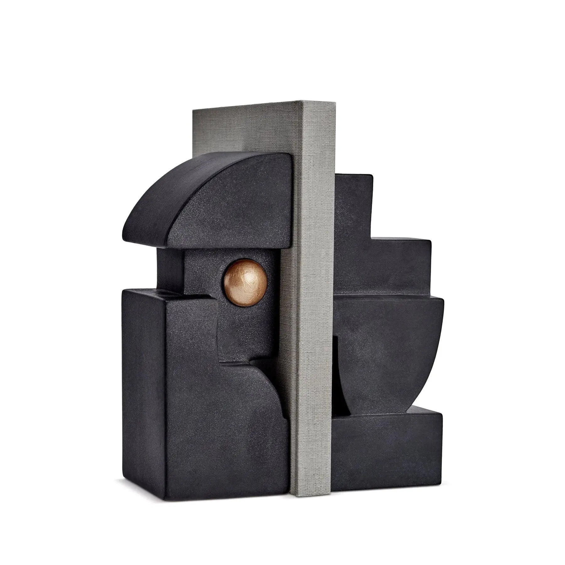 L'Objet Cubisme Bookend one and Cubisme bookend two with books