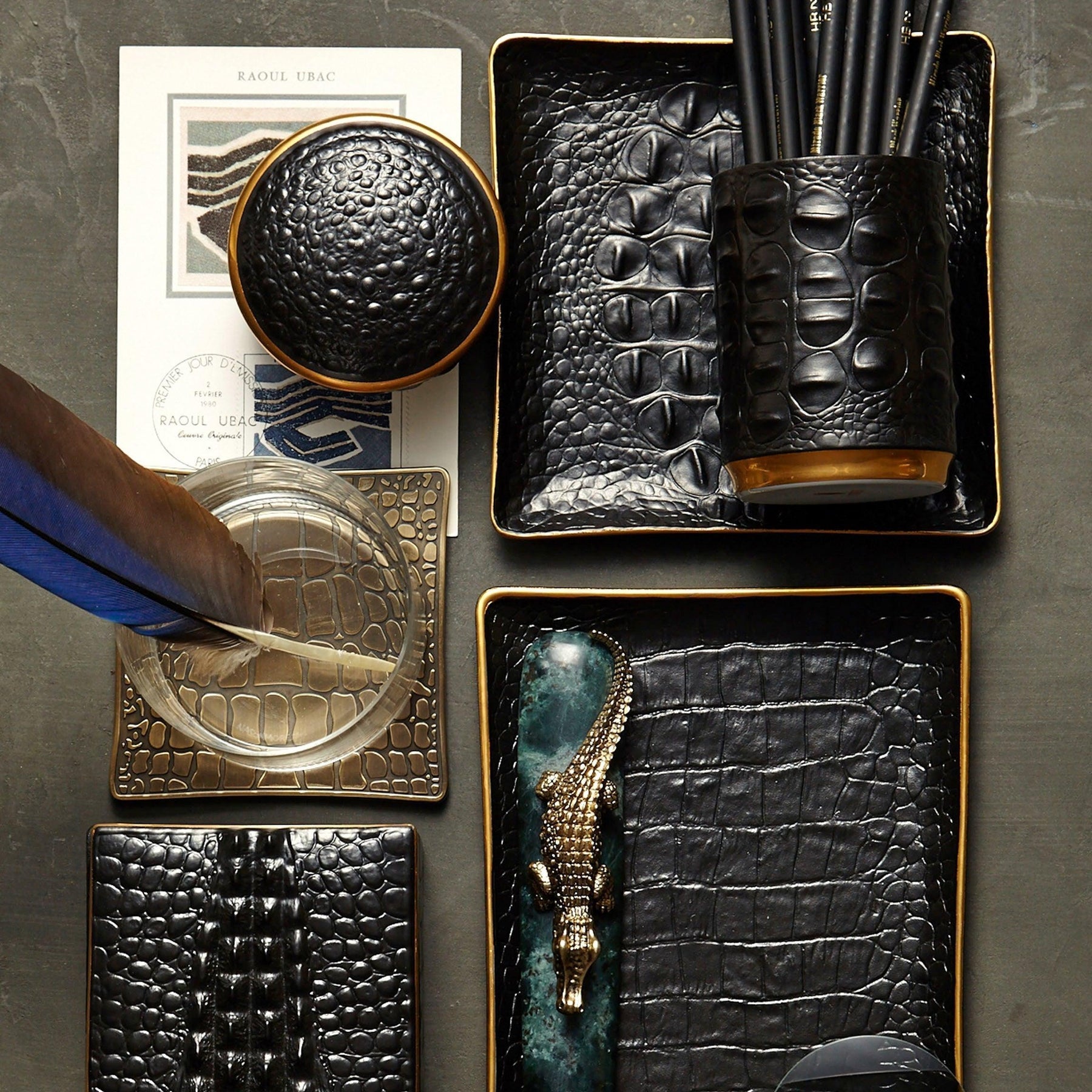An image of L'Objet Crocodile Pencil Cup