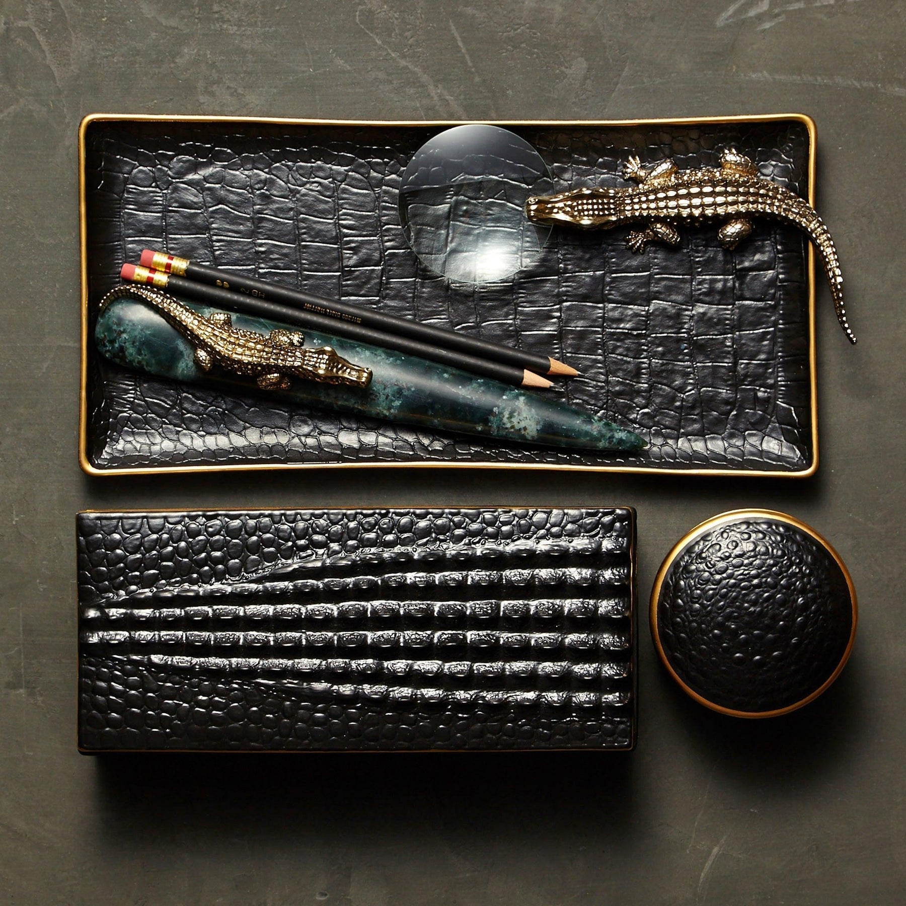 L'Objet Crocodile Rectangular Tray - Medium