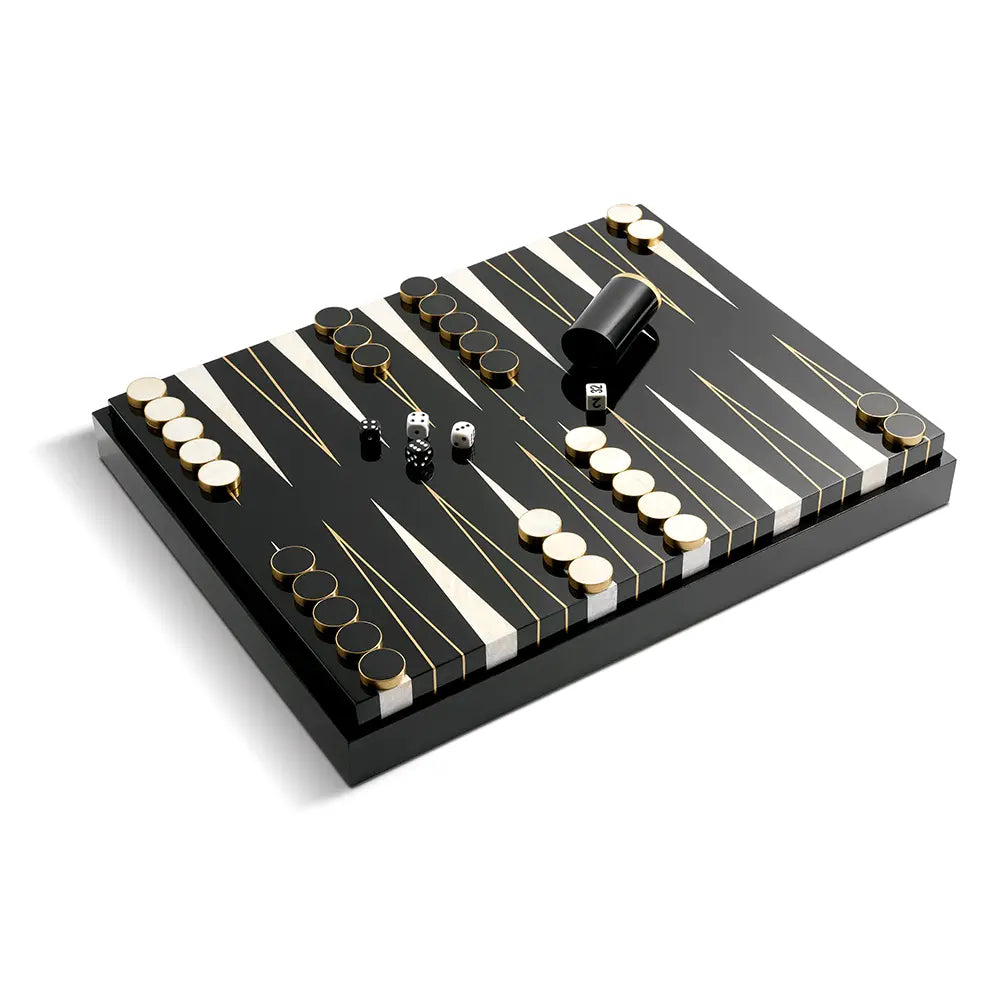L'Objet Backgammon Set Black / White