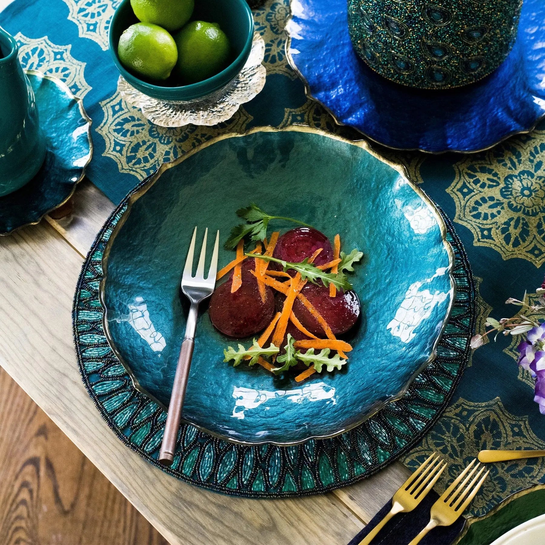 Viva By Vietri Pastel Glass Teal Salad Plate