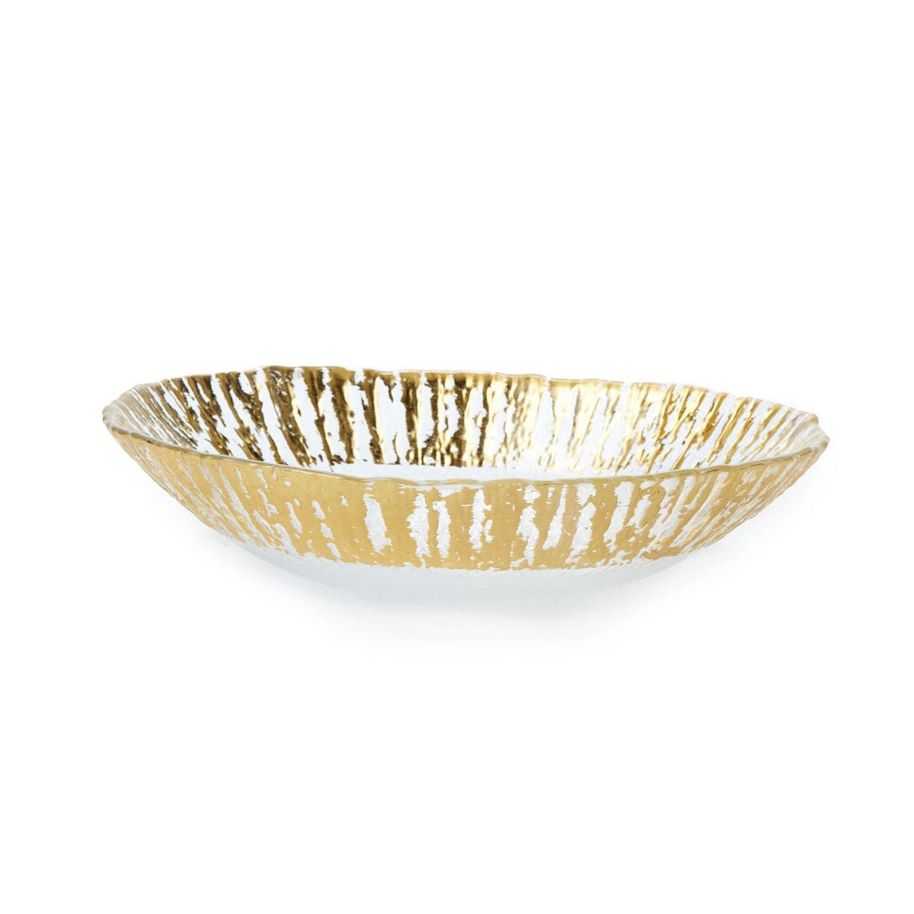 An image of Vietri Rufolo Glass Gold Medium Oval Serving Bowl